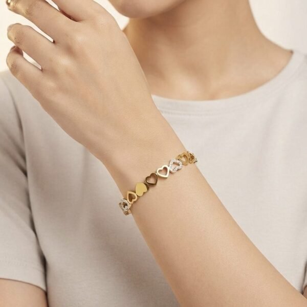 AD Heart Bracelet worn by a model