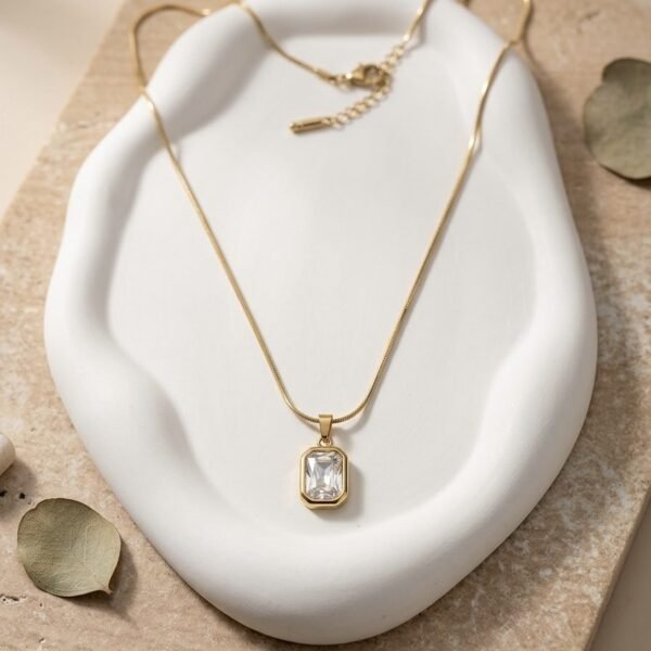 AD White Stone Gold Pendant — gold plated pendant by Priyavi Creation