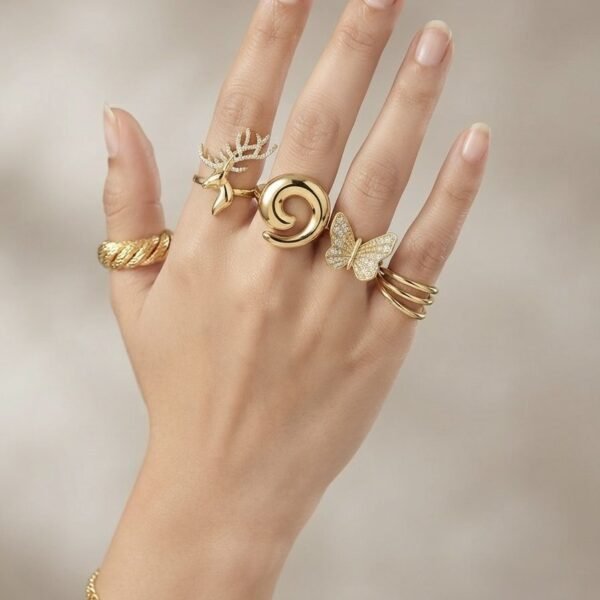 Chunky Twist Ring worn by a model