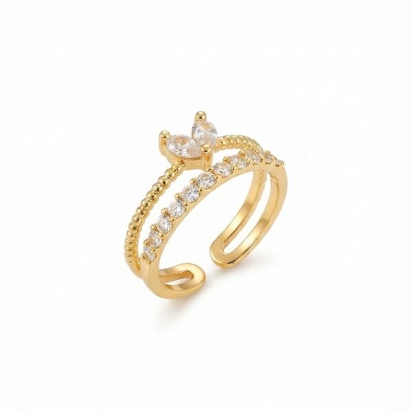 Crystal Cluster Pave Nesting Ring — gold plated ring by Priyavi Creation