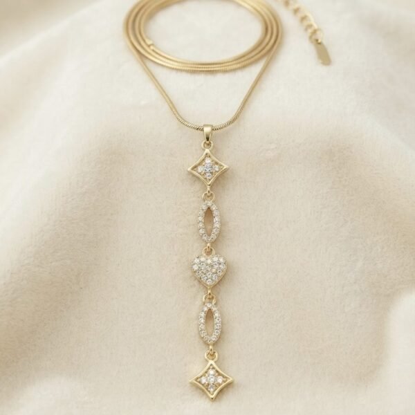 Crystal Heart Luxe Pendant — gold plated pendant by Priyavi Creation