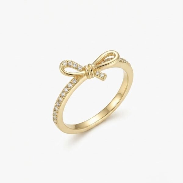 Crystal Pave Bow Ring — gold plated ring by Priyavi Creation