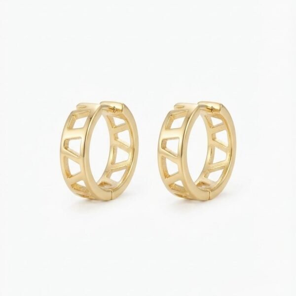 Cutout Geometric Huggie Hoop Earrings — gold plated earring by Priyavi Creation