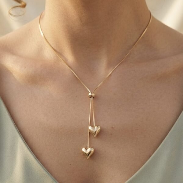 Dual Heart Tie Pendant — gold plated pendant by Priyavi Creation