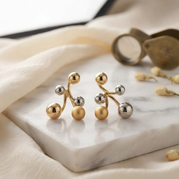 Dual Tone Cluster Earrings — dual tone (gold & silver) earring by Priyavi Creation