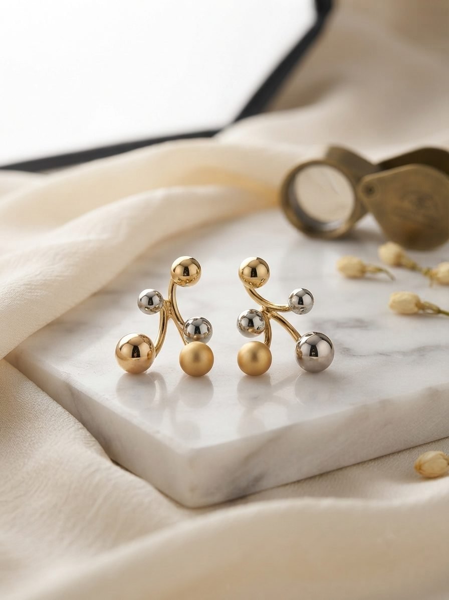 Dual Tone Cluster Earrings — dual tone (gold & silver) earring by Priyavi Creation
