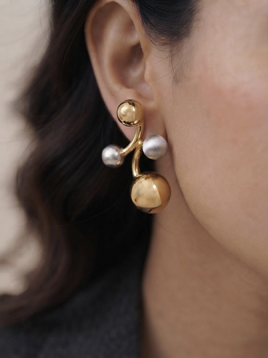 Dual Tone Cluster Earrings — dual tone (gold & silver) earring by Priyavi Creation