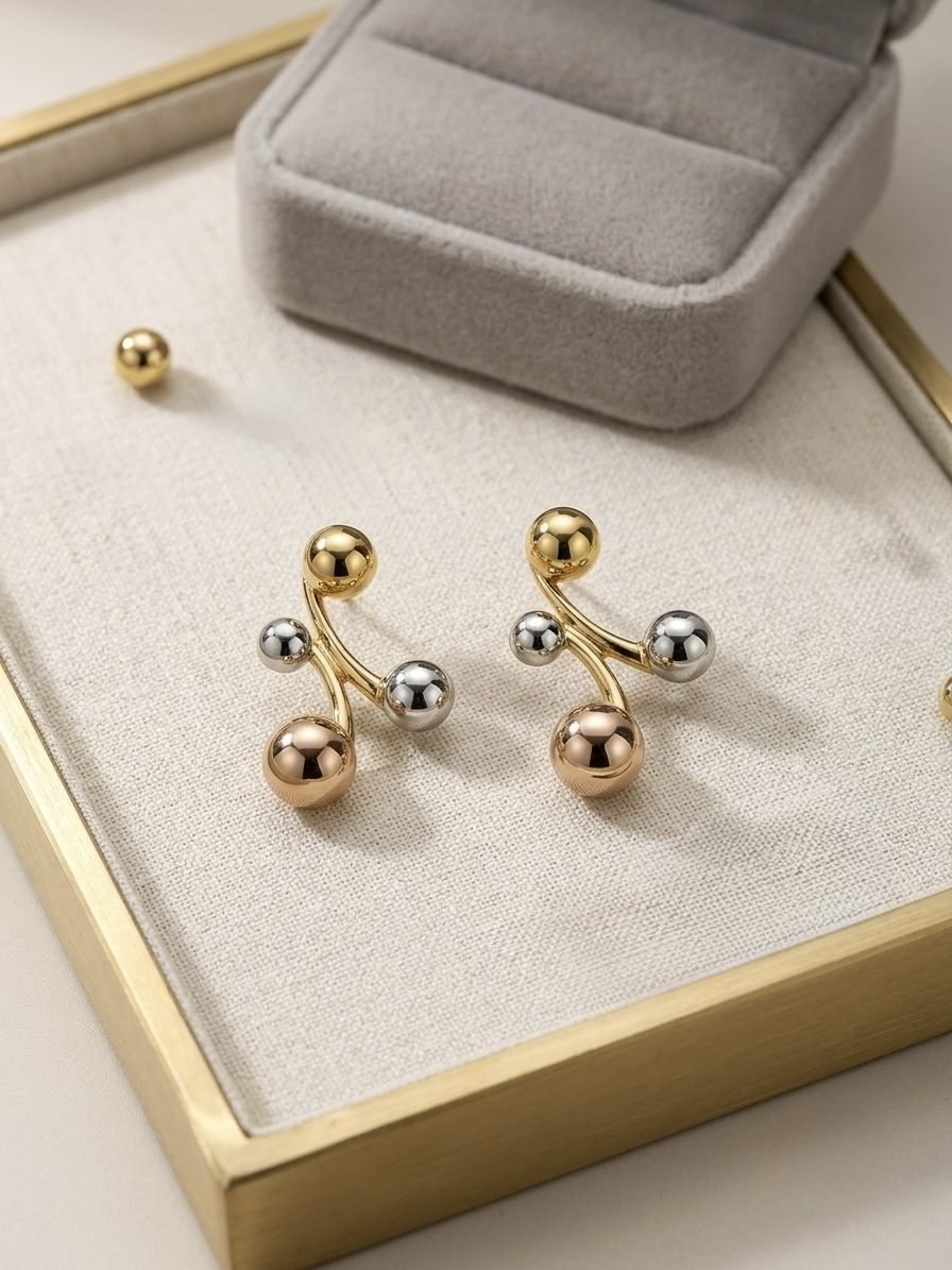 Dual Tone Cluster Earrings — dual tone (gold & silver) earring by Priyavi Creation