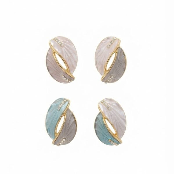 Enamel Leaf Stud Earrings Combo — gold plated earring by Priyavi Creation