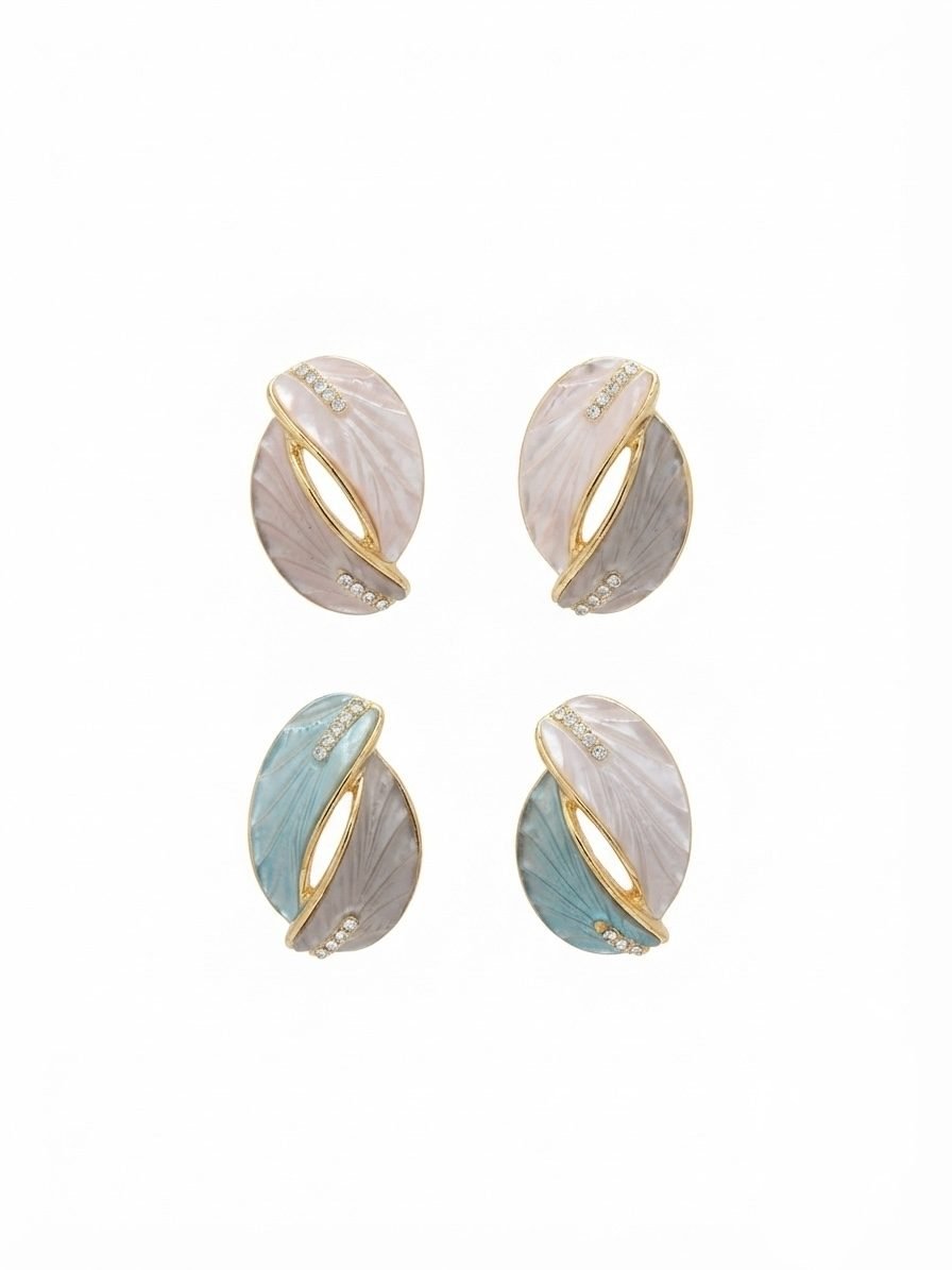 Enamel Leaf Stud Earrings Combo — gold plated earring by Priyavi Creation
