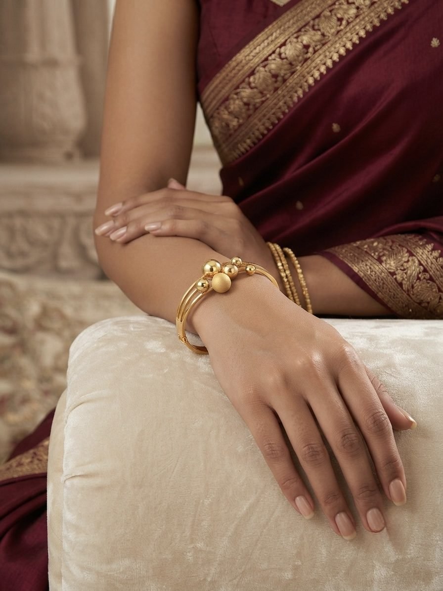 Multi Strand Ball Bead Bangle worn by a model