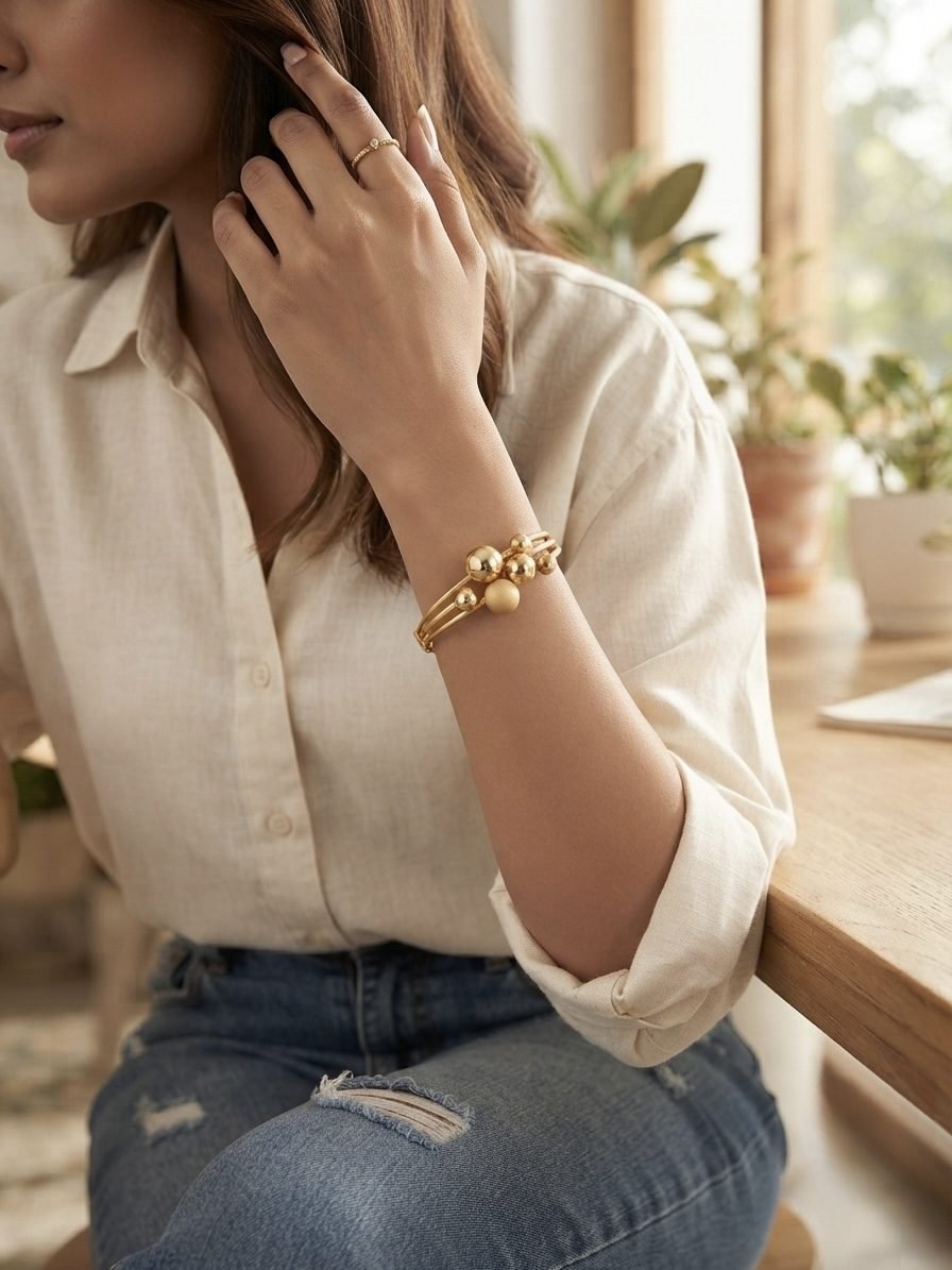 Multi Strand Ball Bead Bangle — gold plated bracelet by Priyavi Creation