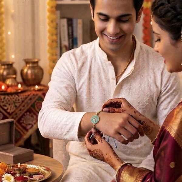 Rakhi Style Green Tree Bracelet worn by a model