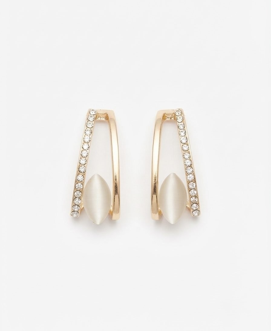 Teardrop AD Crystal Stud Earrings — gold plated earring by Priyavi Creation