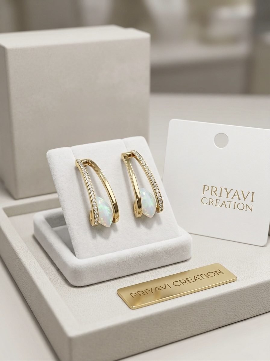 Teardrop AD Crystal Stud Earrings — gold plated earring by Priyavi Creation