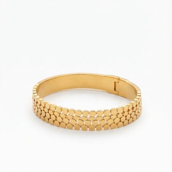 Textured Sequin Wide Bangle — gold plated bracelet by Priyavi Creation