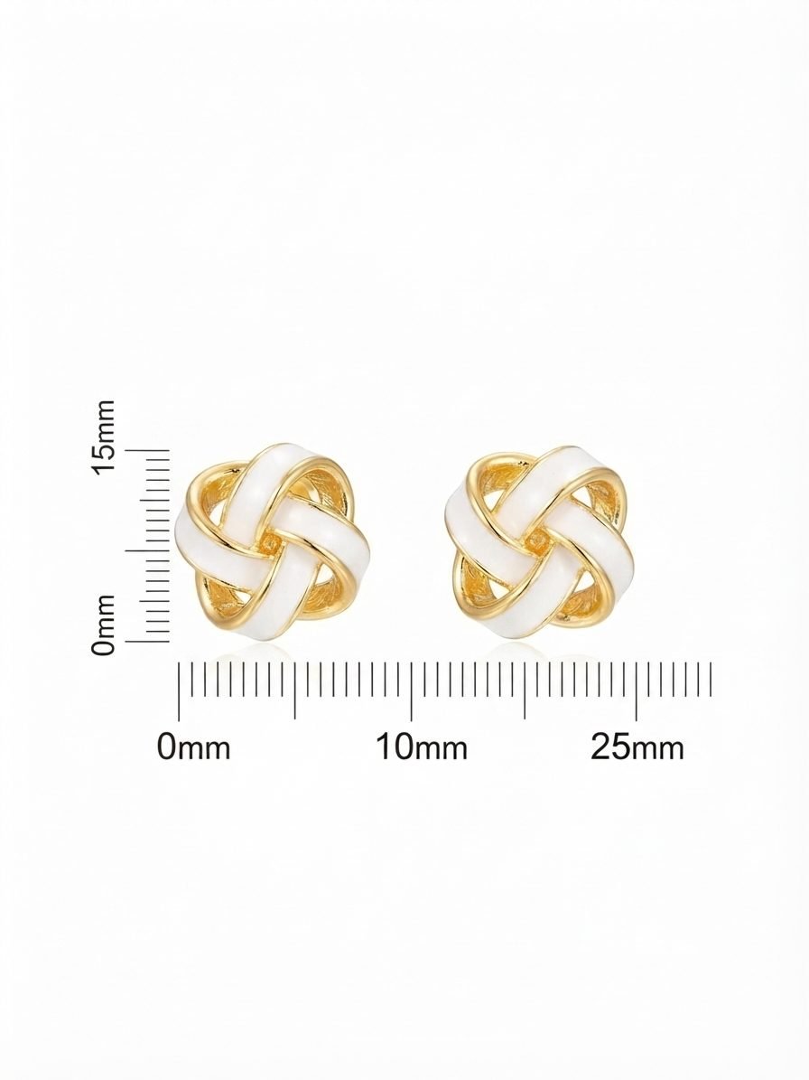 White Enamel Love Knot Stud Earrings — gold plated earring by Priyavi Creation